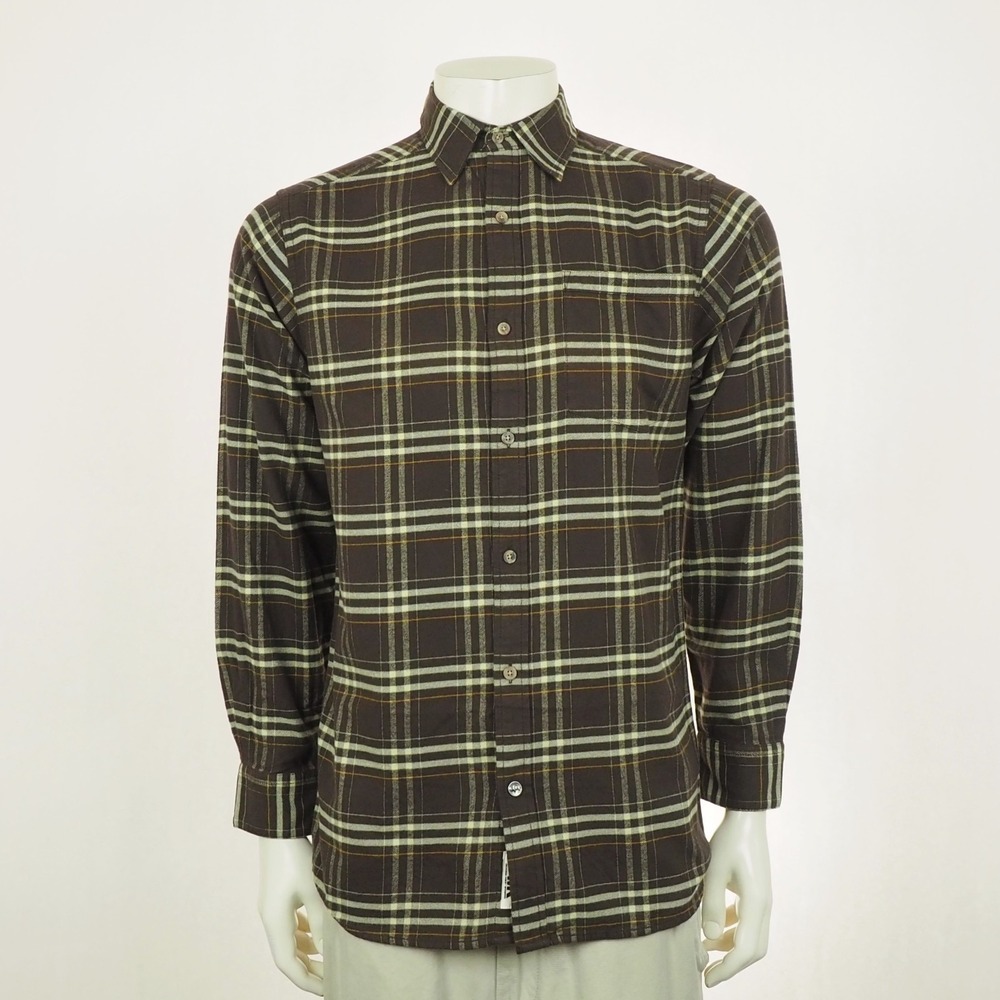 New Mountain Khakis MK Flannel Button Down Shirt Mens Small Brown Plaid Cotton